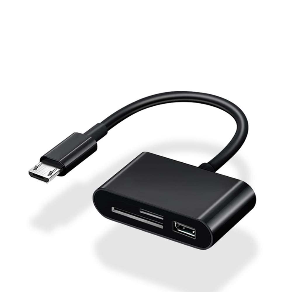 FONKEN 3 IN 1 Type C / Micro USB naar SD-kaartlezer OTG USB-kabel Micro SD / TF-kaartlezer U Disk Reader Adapter Gegevensoverdracht Micro USB