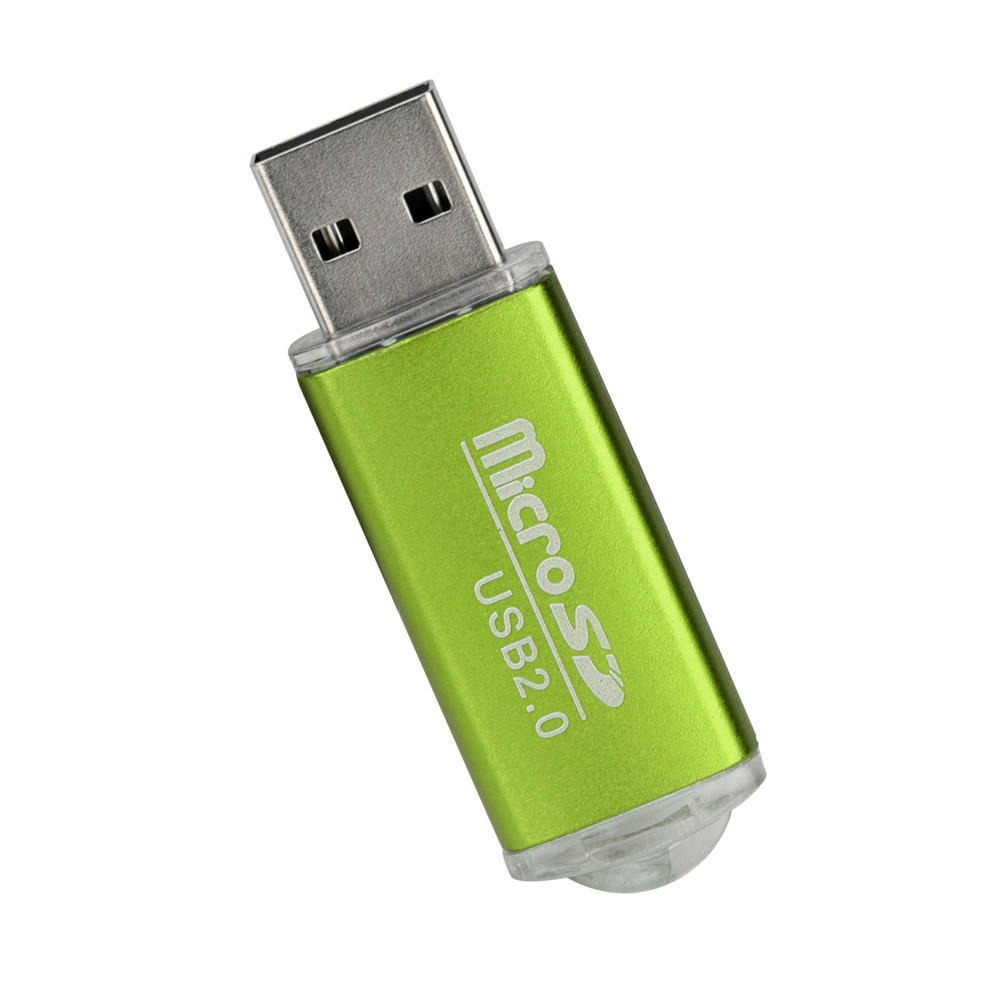 Long nose Nieuwe Draagbare USB 2.0 Adapter Micro SD SDHC Geheugenkaartlezer GN groen