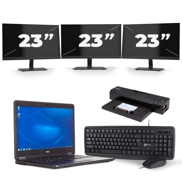 Dell Latitude E7450 - Intel Core i7-5e Generatie - 14 inch - 8GB RAM - 128GB SSD - Windows 11 + 3x 23 inch Monitor