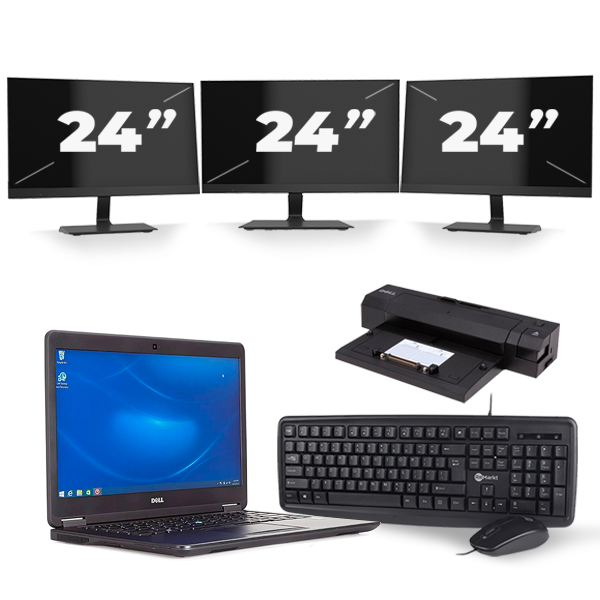 Dell Latitude E7450 - Intel Core i7-5e Generatie - 14 inch - 8GB RAM - 128GB SSD - Windows 11 + 3x 24 inch Monitor