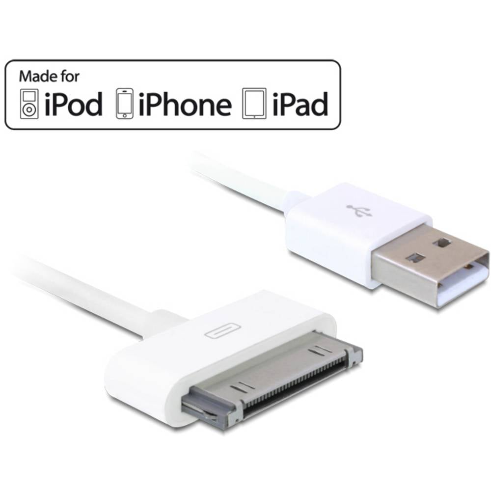 Delock USB-kabel USB 2.0 USB-A stekker, Apple 30-pins stekker 1.80 m Wit 83169