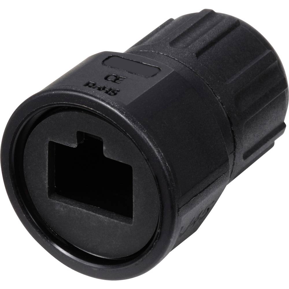 TRU COMPONENTS TC-E13T-MRJ-PRA06 Rechte RJ45-kunststof stekker IP67 (met schroefdraad) TC-13543624 Zwart 1 stuk(s)