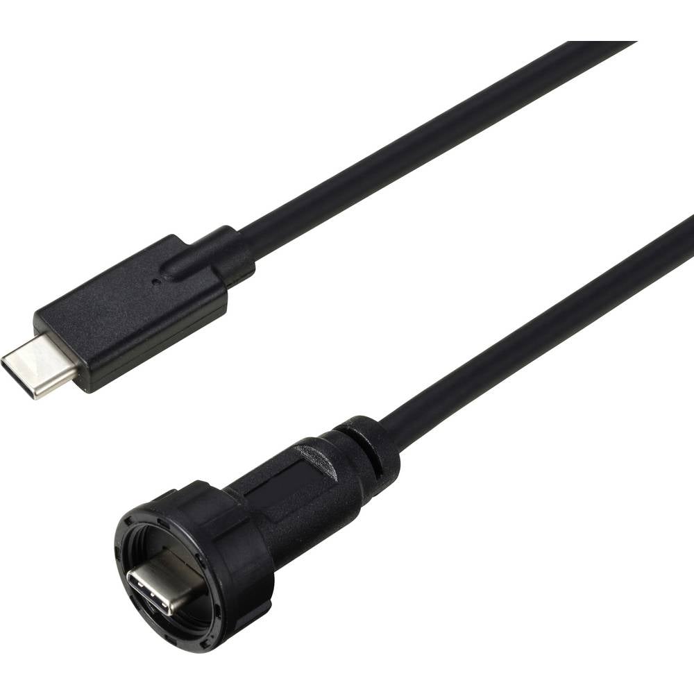 TRU COMPONENTS TC-E10T-MT3.1-MWA/NWA-0.5PV-S TC-13543588 USB type-C  3.1 stekker op stekker IP67 (schroefdraad) kabel 0,5 m Waterdichte kunststof kabel 1