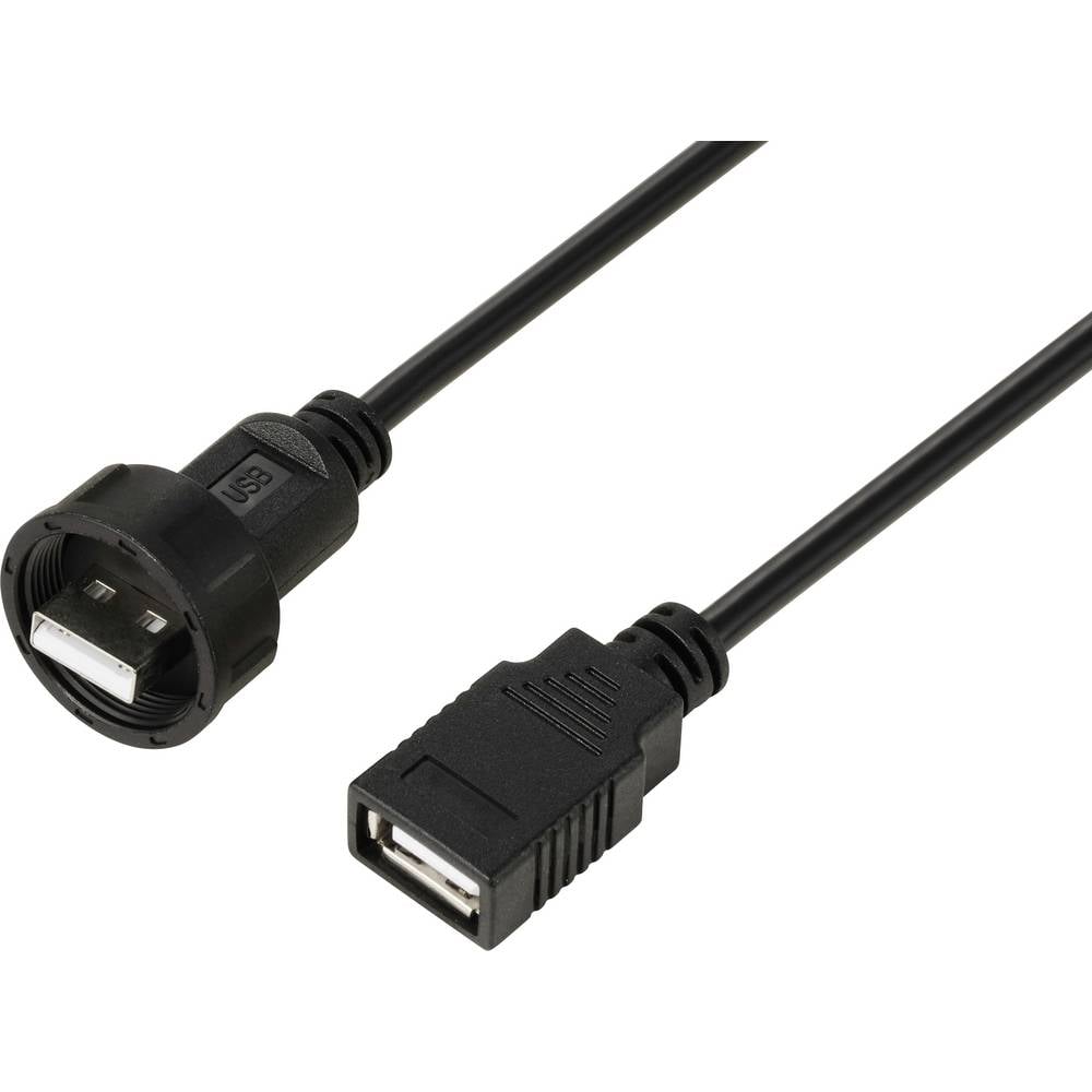 TRU COMPONENTS TC-E13T-MU2-MWA/FU2-NWA-0.5PV-S TC-13543540 USB 2.0-bus op stekker aangegoten met draad IP67 (schroefdraad) kabel 0,5 m Waterdichte kunststof