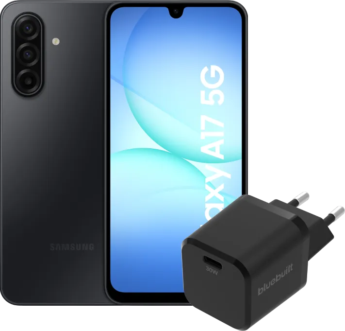 Samsung Galaxy A17 128GB Zwart 5G + BlueBuilt Oplader