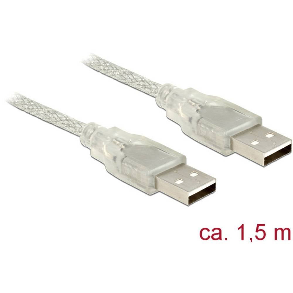 Delock USB-kabel USB 2.0 USB-A stekker, USB-A stekker 1.50 m Transparant Met Ferrietkern 83888