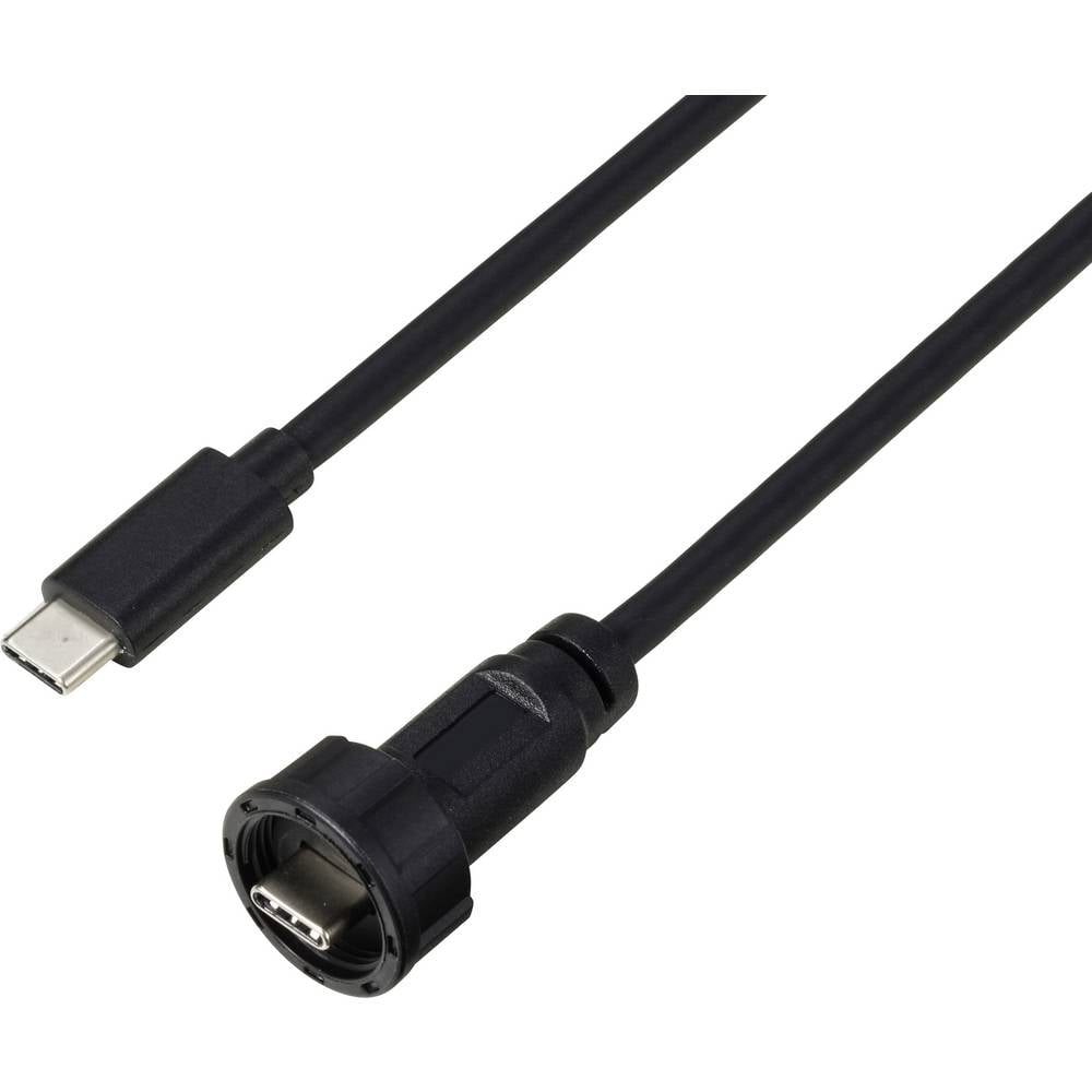 TRU COMPONENTS TC-E10T-MT3-MWA/NWA-0.5PV-S TC-13543584 USB type-C  3.0 stekker op stekker IP67 (schroefdraad) kabel 0,5 m Waterdichte kunststof kabel 1 stuk(s)