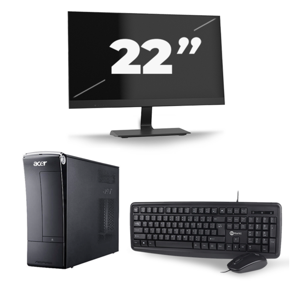 Acer Aspire X3990 SFF - Intel Core i3-3e Generatie - 8GB RAM - 256GB SSD - Windows 10 + 1x 22 inch Monitor