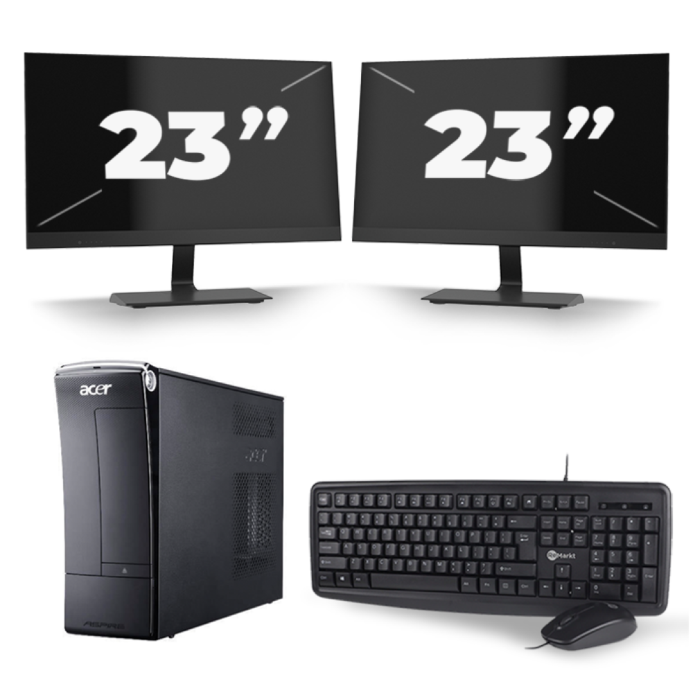 Acer Aspire X3990 SFF - Intel Core i7-3e Generatie - 16GB RAM - 256GB SSD - Windows 10 + 2x 23 inch Monitor