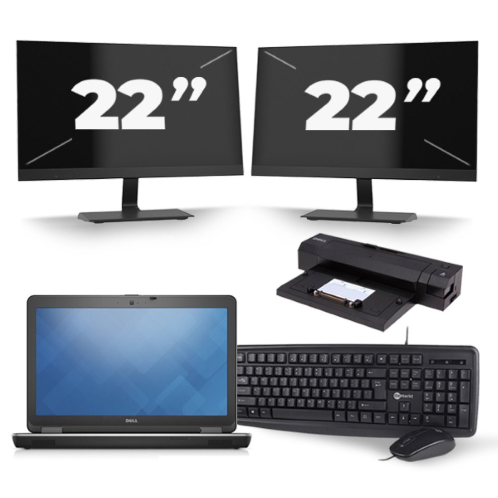 Dell Latitude E6540 - Intel Core i5-4e Generatie - 15 inch - 8GB RAM - 256GB SSD - Windows 11 + 2x 22 inch Monitor