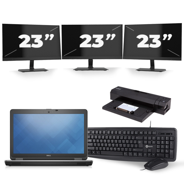 Dell Latitude E6540 - Intel Core i5-4e Generatie - 15 inch - 8GB RAM - 256GB SSD - Windows 11 + 3x 23 inch Monitor