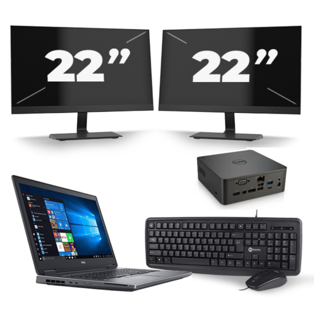 Dell Precision 7730 - Intel Core i7-8e Generatie - 17 inch - 16GB RAM - 256GB SSD - Windows 11 + 2x 22 inch Monitor