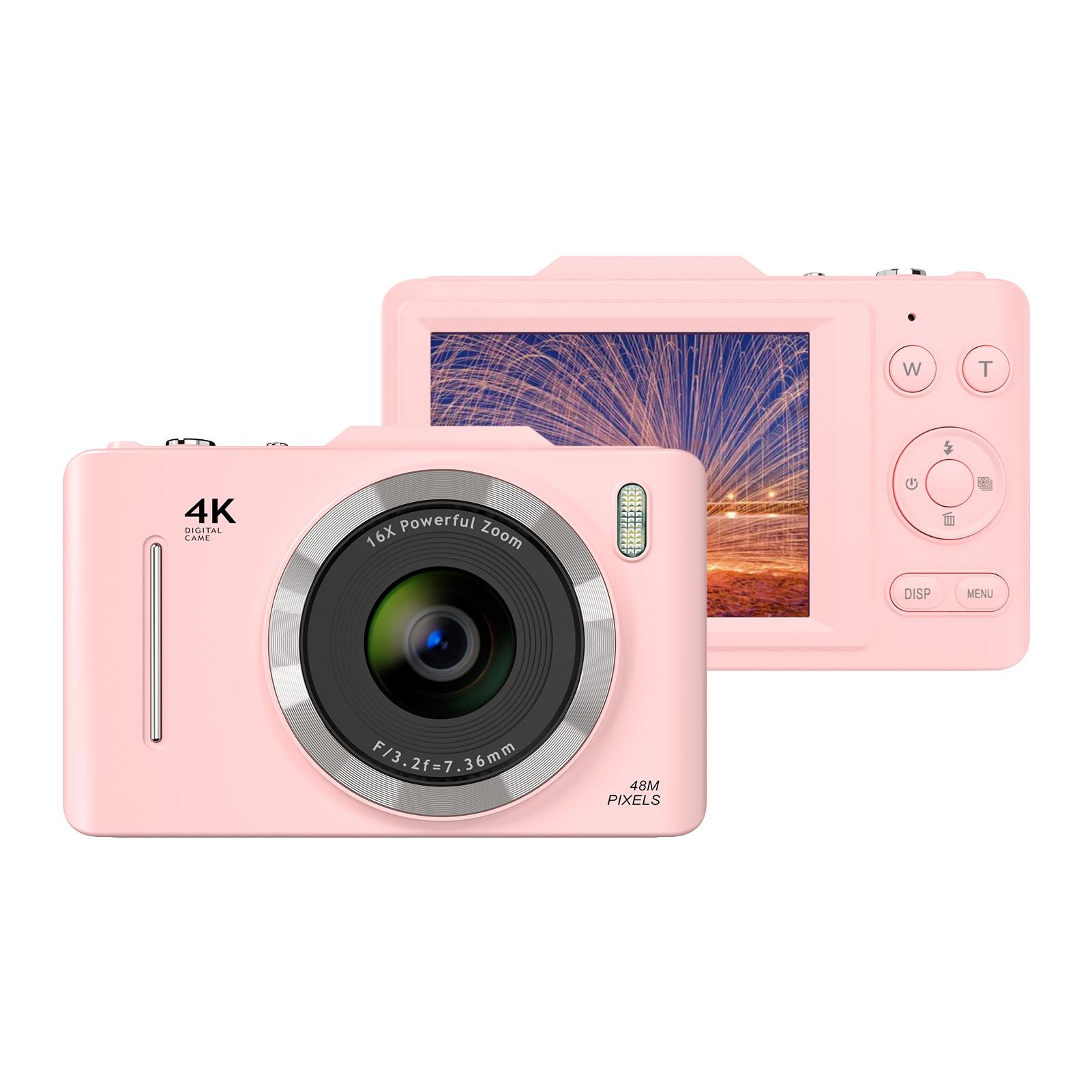 Honor Electronics 4K Digitale Camera Draagbare Digitale Videocamera 48MP 2.8 Inch IPS Scherm Anti-shake 16X Zoom roze
