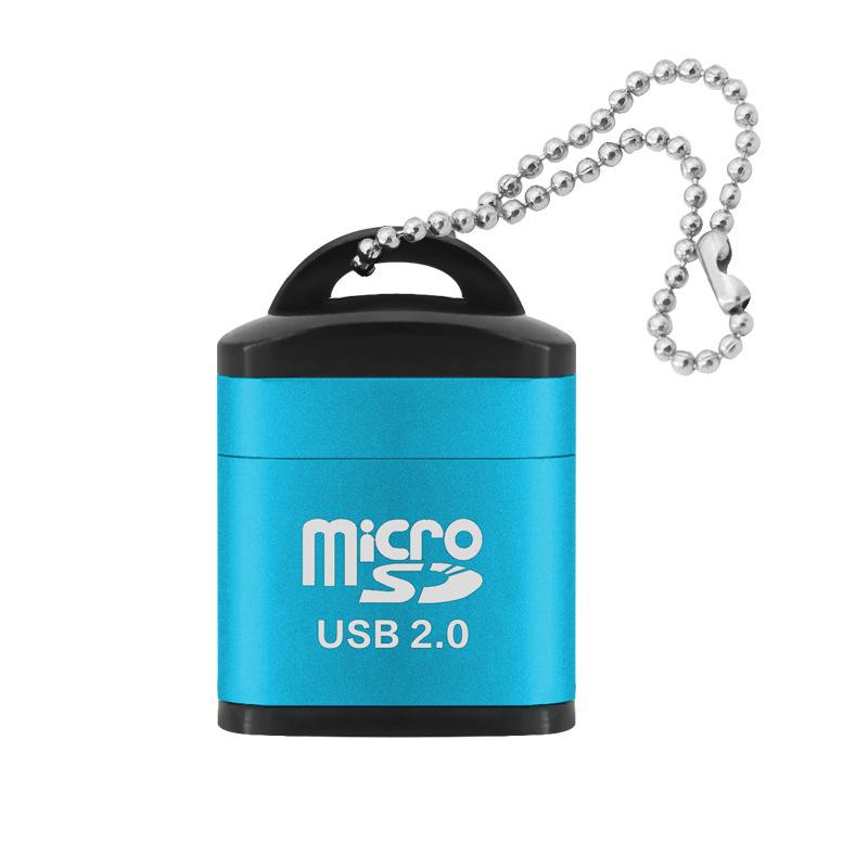 VAORLO USB2.0 minikaartlezer 480 Mbps snelle transmissie, hoog compatibel voor computer, pc, laptop, hoge snelheid blauw