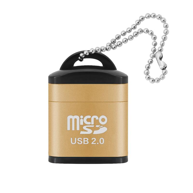 VAORLO USB2.0 minikaartlezer 480 Mbps snelle transmissie, hoog compatibel voor computer, pc, laptop, hoge snelheid goud