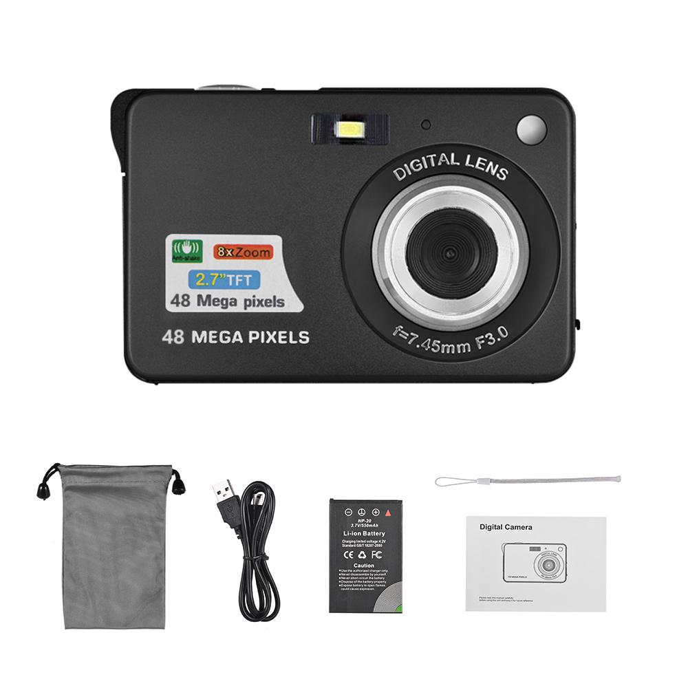 Essager Electronic 1080p Digitale Camera Video Camcorder 48mp Anti-shake 8x Zoom 2.7  LCD Scherm Gezichtsdetectie Ingebouwde Batterij Voor Kinderen Tieners Geschenken Standard