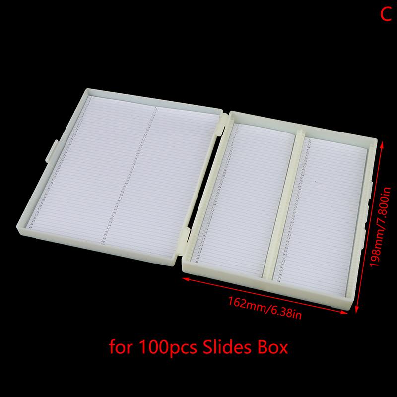 Huaren Plastic microscoopglaasjesdoos 25/50/100 stuks biologische plakjes bewaardoos houder voor voorbereide microscoopglaasjes C