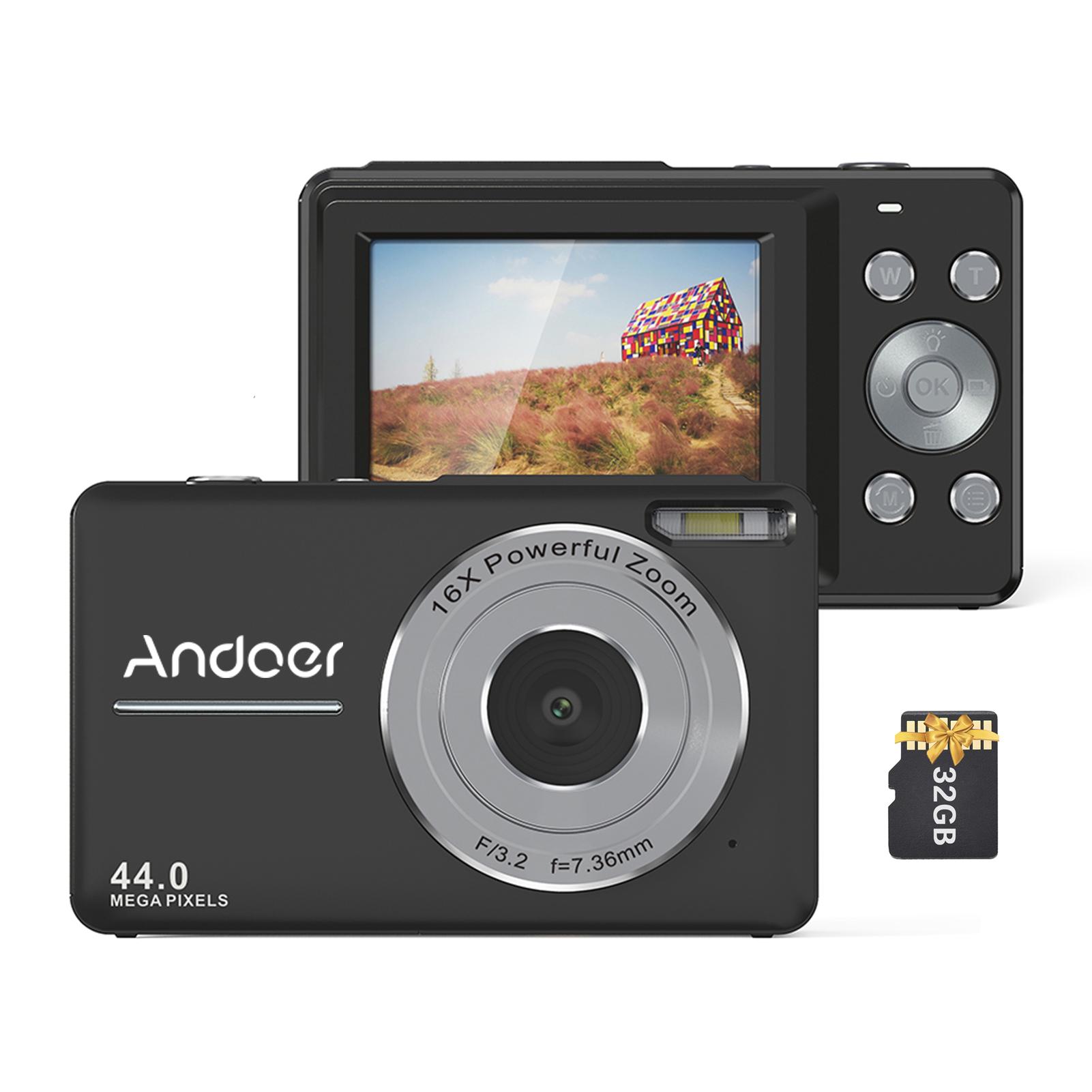Andoer Draagbare 1080P Digitale Camera Video Camcorder 44MP Autofocus 2.5 IPS Scherm 16X Digitaal zwart