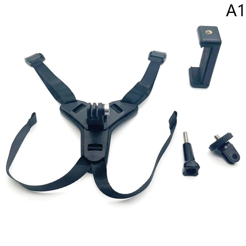 Lippye Motorhelm Kinbandhouder met telefoonclip Compatibel met GoPro zwart