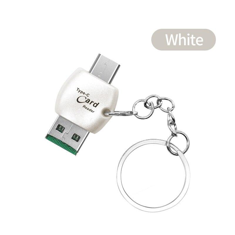 FONKEN 2 In 1 USB C TF Kaartlezer Universele Type-C OTG Hoge Snelheid Mini USB 2.0 Adapter Voor Laptop PC Mobiele Telefoon Geheugenkaartlezer wit