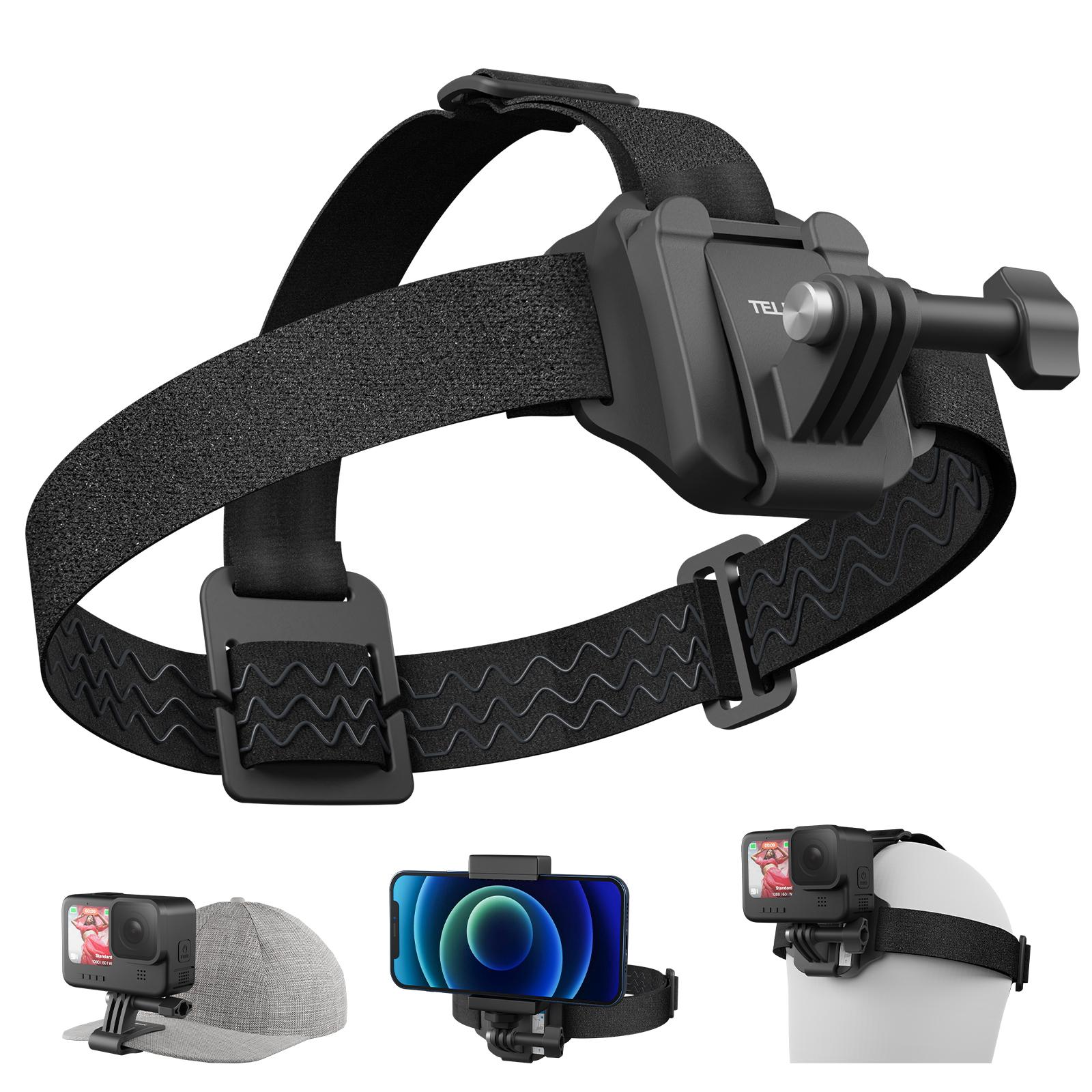 Andoer TELESIN QHM-001 2-in-1 hoofdband voor actiecamera Verstelbare hoofdband Camerahoed met snelontgrendeling zwart