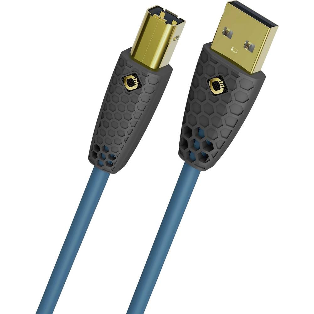Oehlbach USB-kabel USB-B stekker, USB-A stekker 1 m Petrol-blauw Afgeschermd (dubbel), Vergulde steekcontacten D1C9570