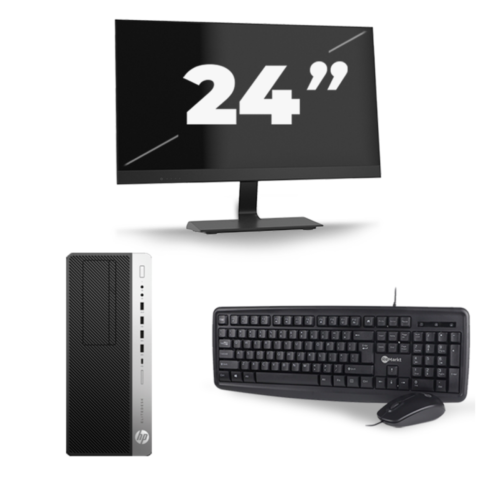 HP EliteDesk 800 G3 Micro Tower - Intel Core i7-6e Generatie - 16GB RAM - 256GB SSD - Windows 11 + 1x 24 inch Monitor