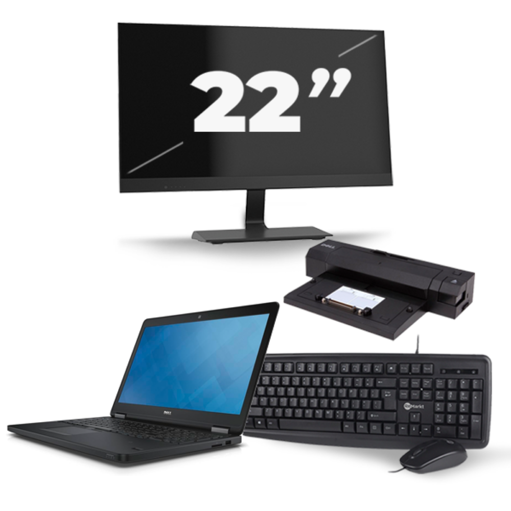 Dell Latitude E5550 - Intel Core i3-5e Generatie - 15 inch - 8GB RAM - 256GB SSD - Windows 11 + 1x 22 inch Monitor