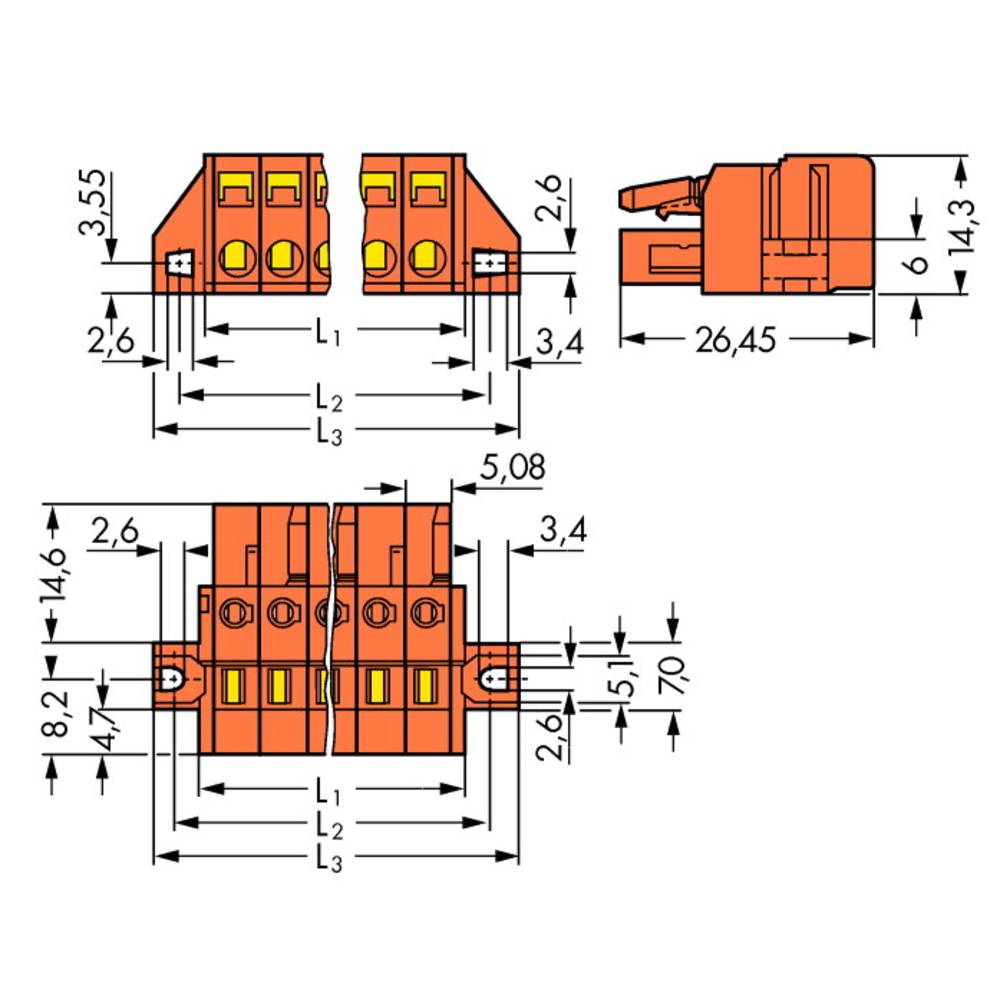 WAGO 231-307/031-000 Male behuizing (board) 231 Totaal aantal polen: 7 Rastermaat: 5.08 mm Inhoud: 50 stuk(s)