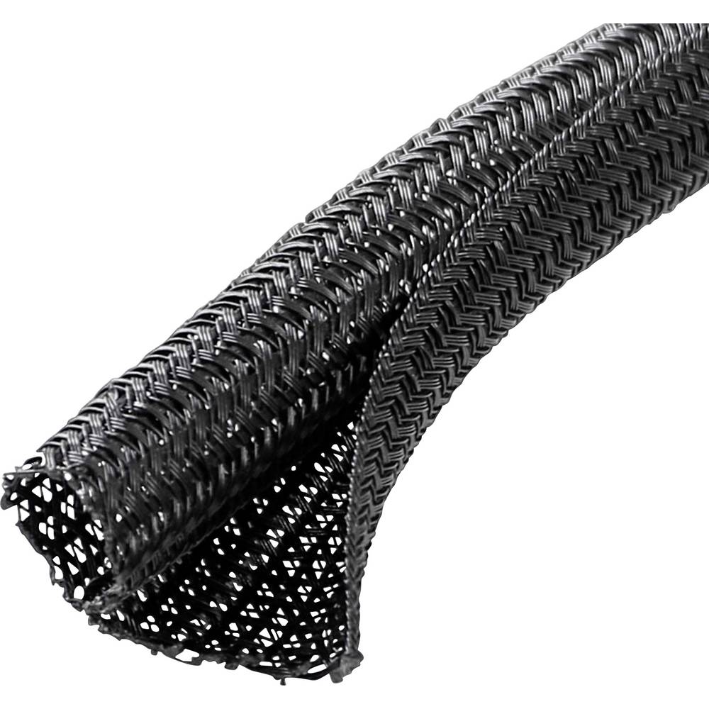 Quadrios 25CA478 25CA478 Gevlochten slang Zwart Polyester 16 tot 17 mm per meter