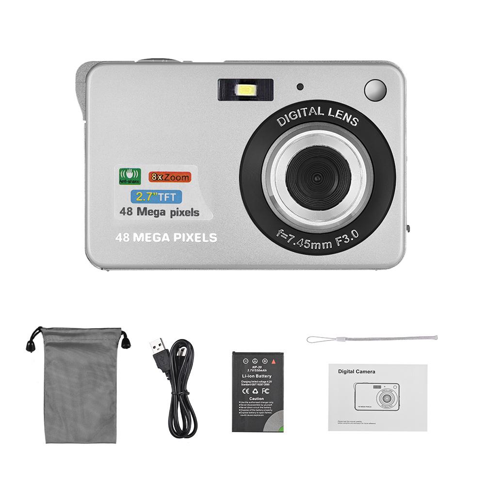 Essager Electronic 1080p Digitale Camera Video Camcorder 48mp Anti-shake 8x Zoom 2.7  LCD Scherm Gezichtsdetectie Ingebouwde Batterij Voor Kinderen Tieners Geschenken Standard