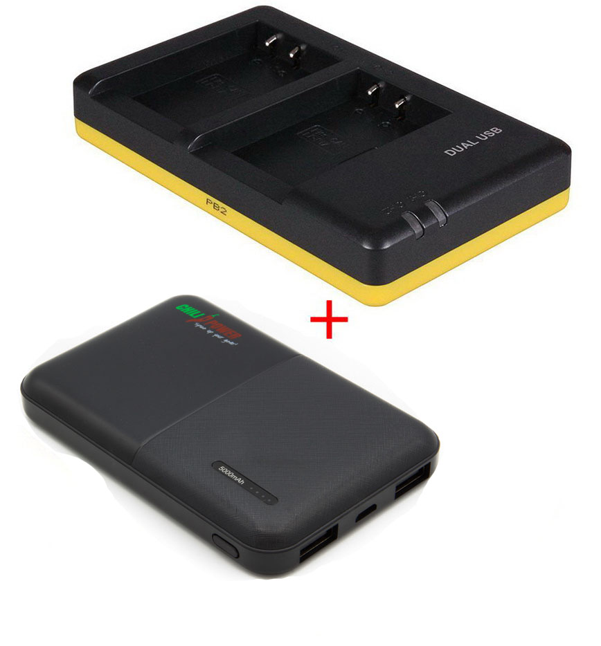 Canon Powerpakket Deluxe: LP-E17 duo oplader + 5000mAh Powerbank voor 2  accu's LP-E17