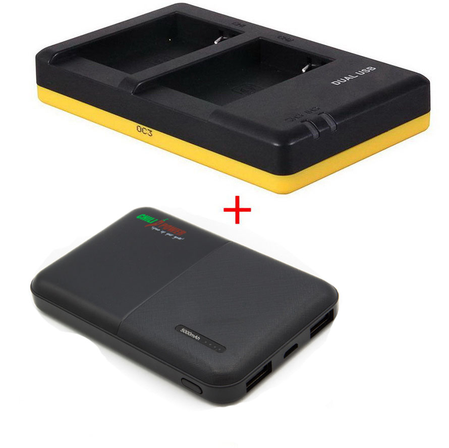 Canon Powerpakket Deluxe: NB-10L duo oplader + 5000mAh Powerbank voor 2  accu's NB-10L