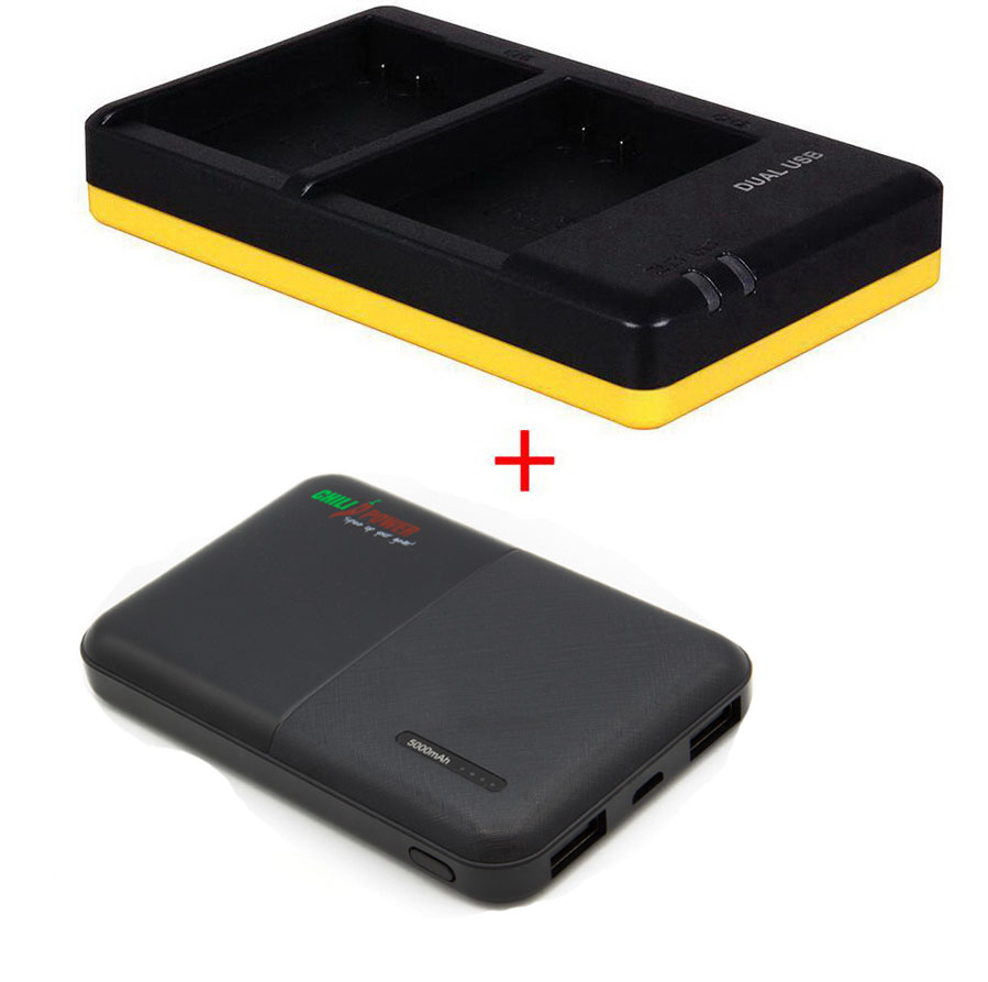 Nikon Powerpakket Deluxe: EN-EL14 duo oplader + 5000mAh Powerbank voor 2  accu's EN-EL14/EN-EL14A