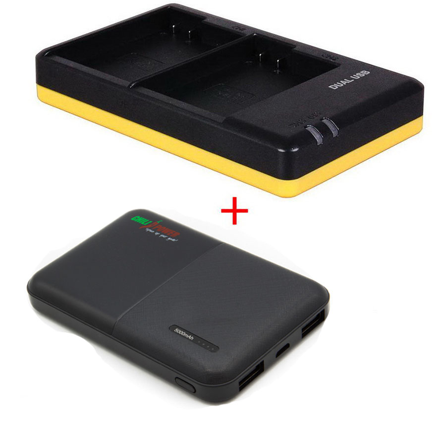 Nikon Powerpakket Deluxe: EN-EL15 duo oplader + 5000mAh Powerbank voor 2  accu's EN-EL15