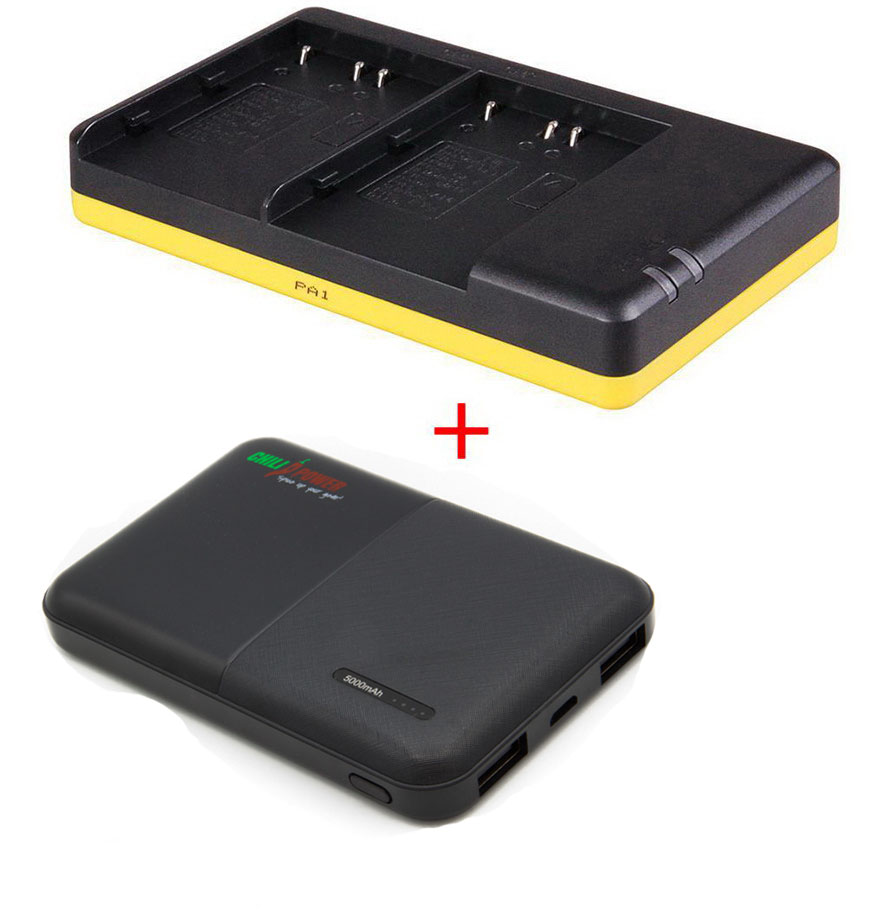 Nikon Powerpakket Deluxe: EN-EL3e duo oplader + 5000mAh Powerbank voor 2  accu's EN-EL3 / EN-EL3e