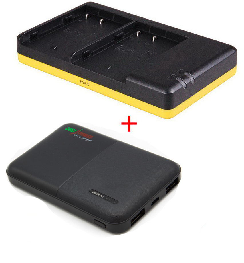 Panasonic Powerpakket Deluxe: DMW-BLF19 duo oplader + 5000mAh Powerbank voor 2  accu's DMW-BLF19