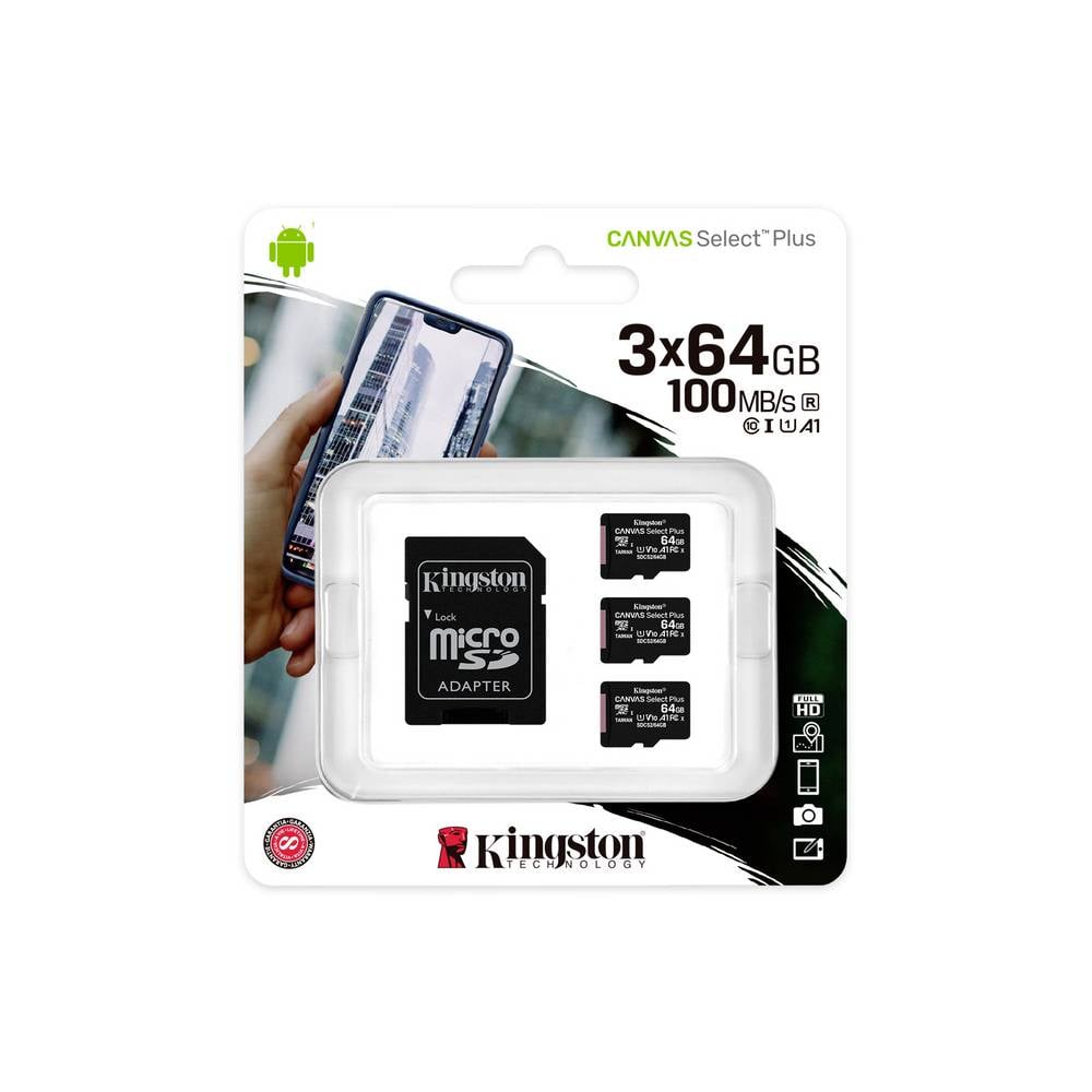Kingston Canvas Select Plus microSDXC-kaart 64 GB Class 10 UHS-I Incl. SD-adapter