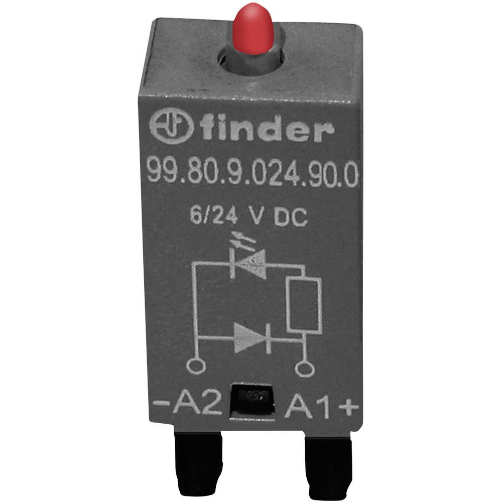 Finder Steekmodule Met vrijloopdiode, Met LED 99.80.9.024.90.0 Lichtkleur (naam): Rood Geschikt voor model:  94.54.1,  94.84.3,  95.85.3,