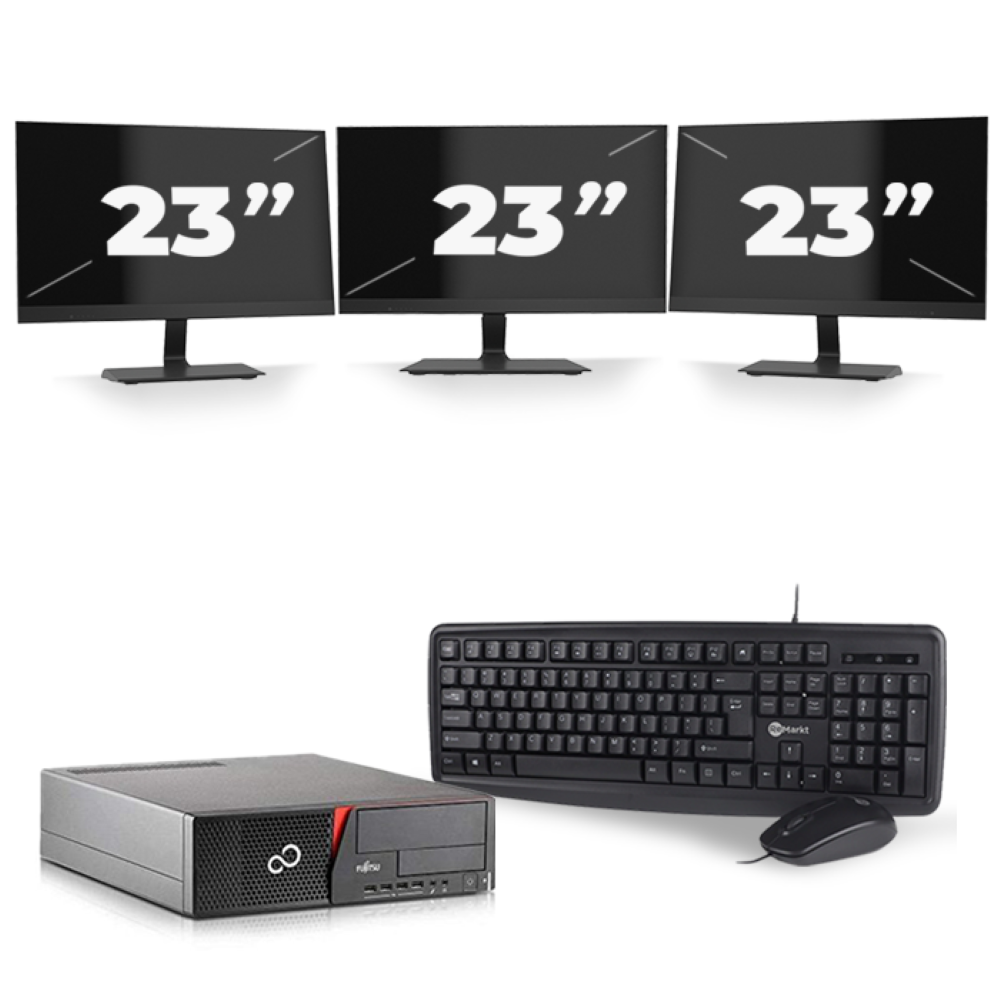 Fujitsu Esprimo E920 SFF - Intel Core i5-4e Generatie - 8GB RAM - 256GB SSD - Windows 10 + 3x 23 inch Monitor