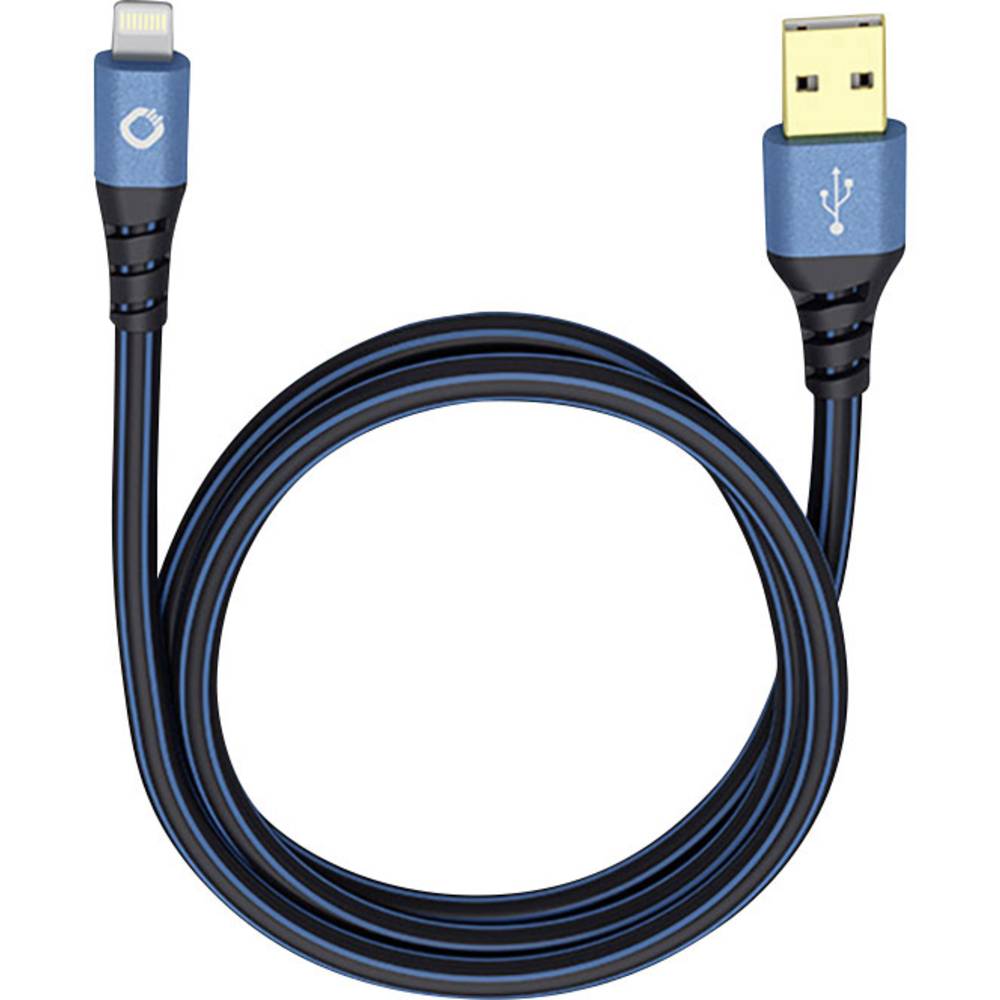 Oehlbach USB-kabel USB 2.0 USB-A stekker, Apple Lightning stekker 3.00 m Blauw, Zwart Vergulde steekcontacten 9324