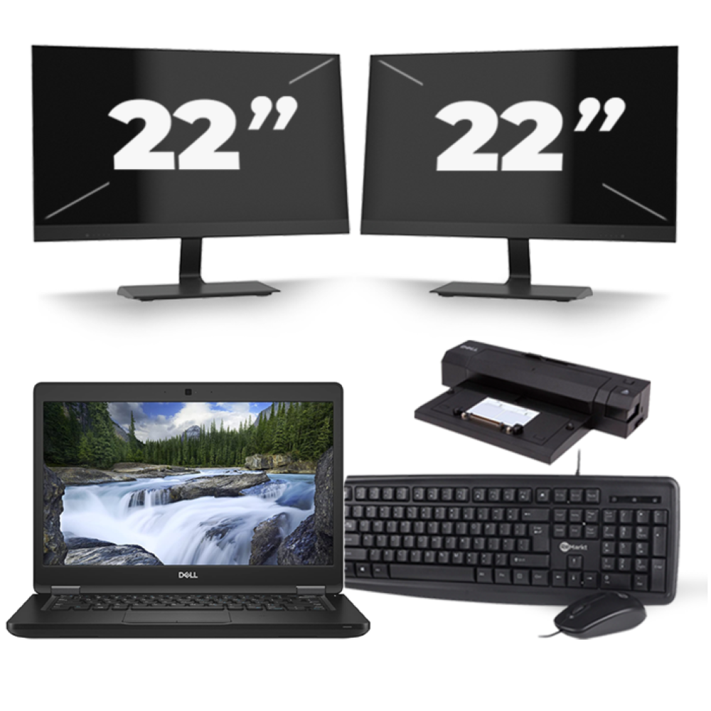 Dell Latitude 5490 - Intel Core i5-8e Generatie - 14 inch - Touch - 16GB RAM - 256GB SSD - Windows 11 + 2x 22 inch Monitor