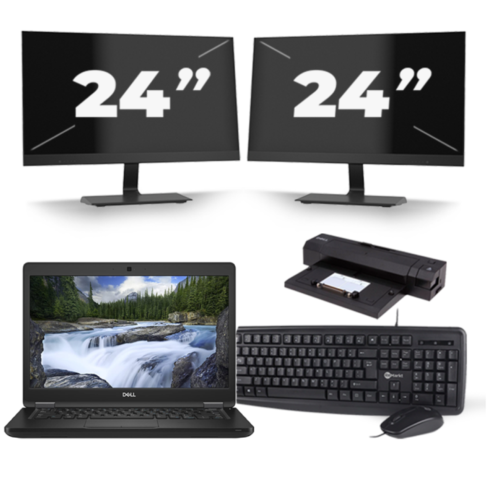 Dell Latitude 5490 - Intel Core i5-8e Generatie - 14 inch - Touch - 16GB RAM - 256GB SSD - Windows 11 + 2x 24 inch Monitor