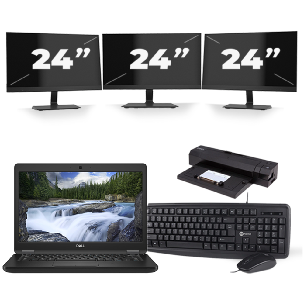Dell Latitude 5490 - Intel Core i5-8e Generatie - 14 inch - Touch - 16GB RAM - 256GB SSD - Windows 11 + 3x 24 inch Monitor
