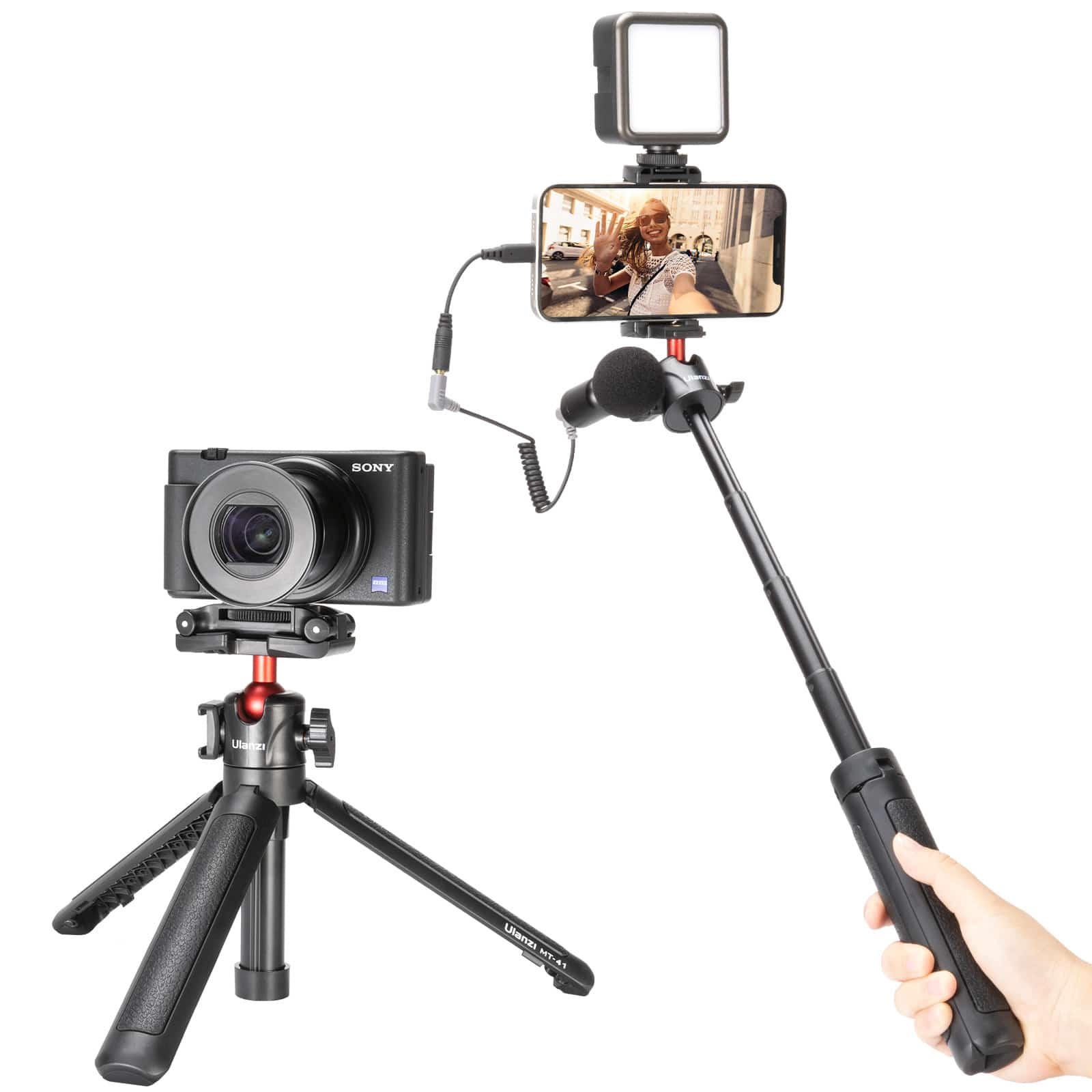 Ulanzi MT-41 selfie stick statief met inklapbare tel.houder