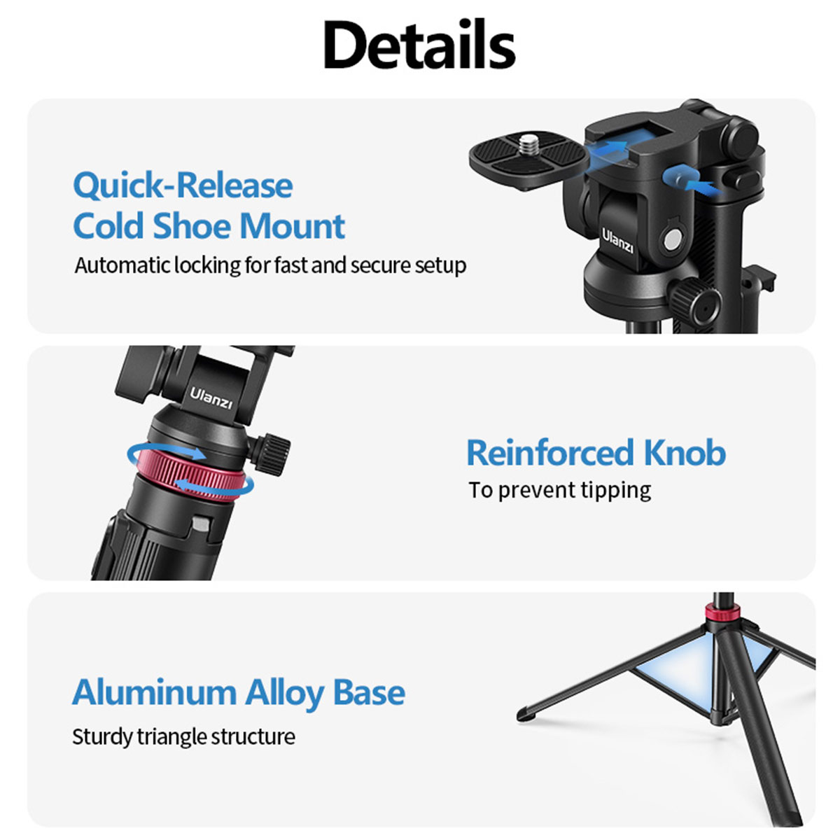 Ulanzi MT-78 Dual Mount Selfie Stick Statief 185cm