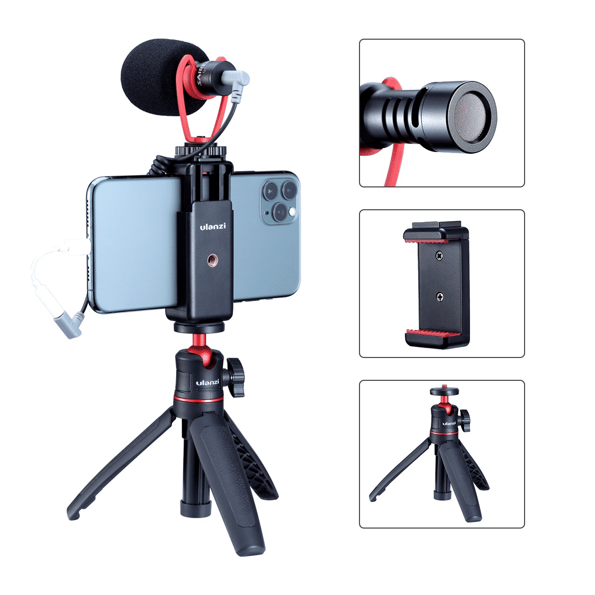 Ulanzi Smartphone Vlog KIT 2: selfiestick + houder + mic