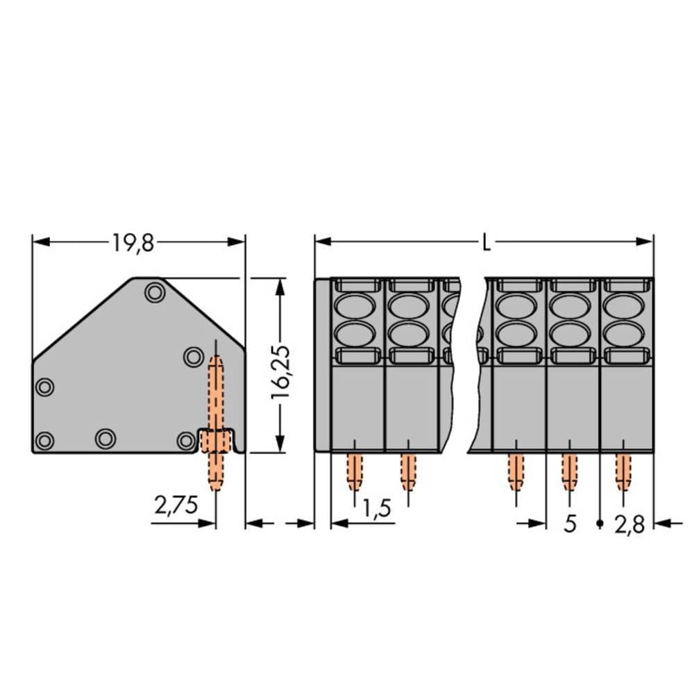 WAGO 806-111 Veerkrachtklemblok 1.50 mm² Aantal polen 11 Grijs 80 stuk(s)