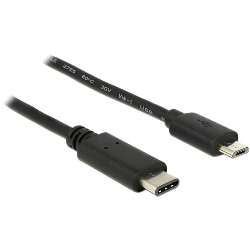 Delock USB-kabel USB 2.0 USB-micro-B stekker, USB-C stekker 0.50 m Zwart 83333