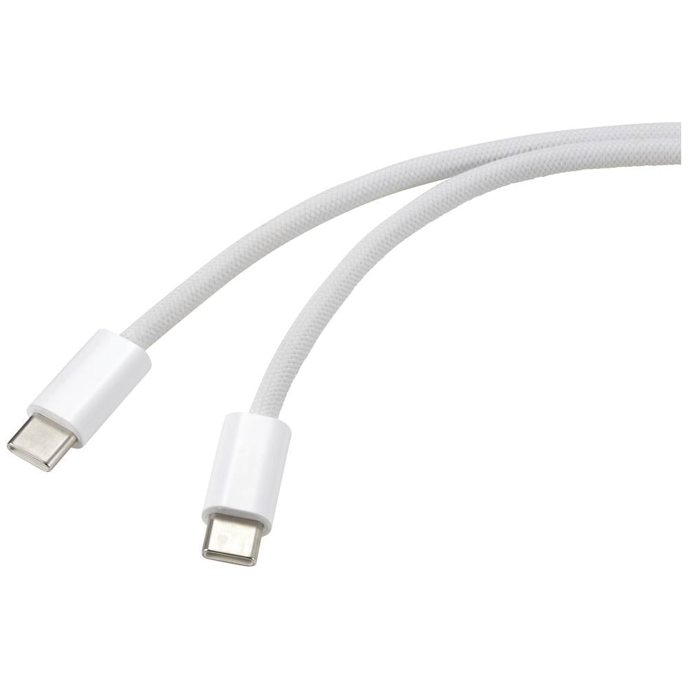 Renkforce USB-kabel USB-C stekker, USB-C stekker 1.00 m Wit Verdraaide paren RF-6056882